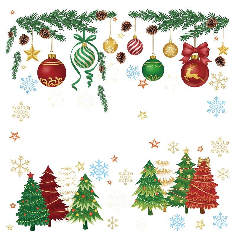 2026 Christmas Window Sticker Snowman Snowflake Glass Stickers Double Sided Printed Electrostatic Decals Home Party Decorations