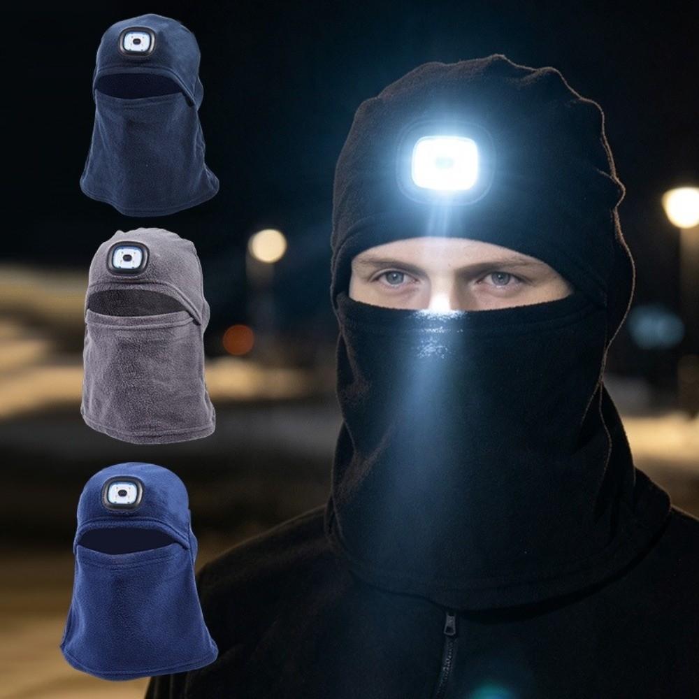 Warm Thermal LED Light Balaclava USB Rechargeable Full Face Mask New Night Cycling Beanie  Winter
