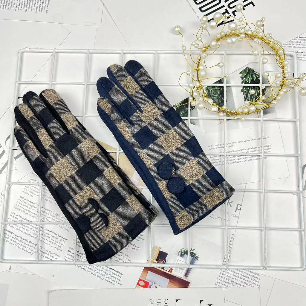 Клетчатые перчатки Женские перчатки для верховой езды Шерстяные перчатки Перчатки для сенсорных экранов с разделителями для пальцев для верховой езды на открытом воздухе