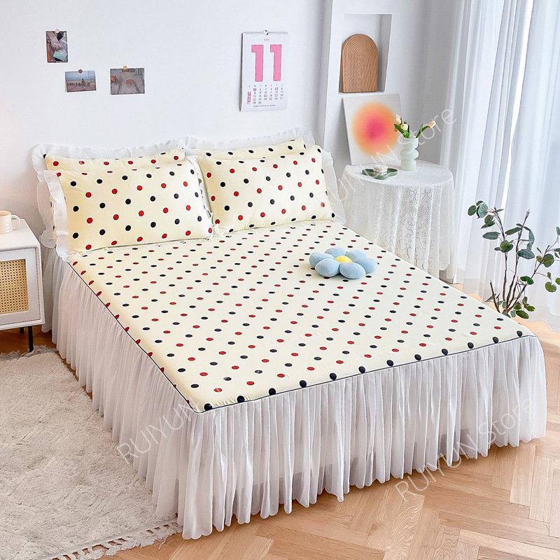 Декоративная кружевная юбка с рюшами, нескользящий наматрасник, юбка-кровать с принтом принцессы, простыня, покрывало, домашнее покрывало, юбка-кровать