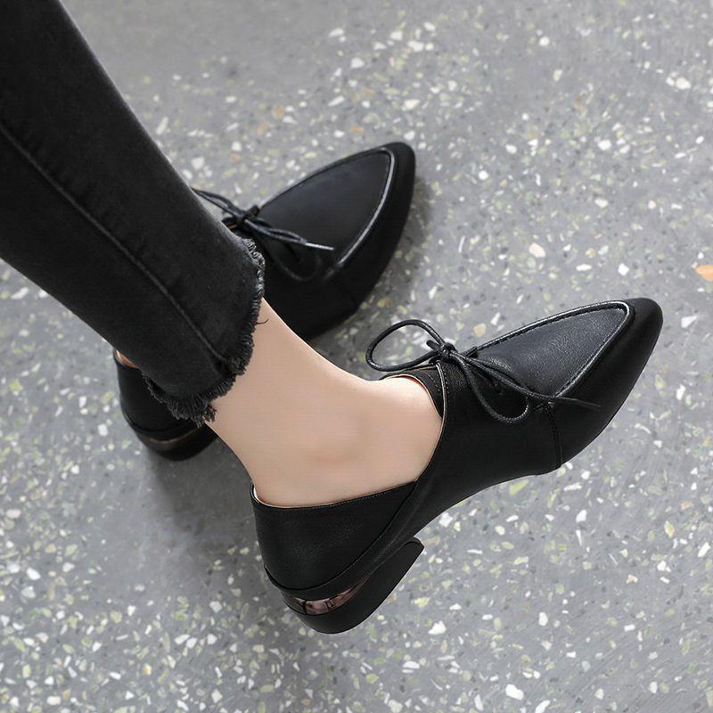 Women's Shoes Luxury Artificial Leather Casual Business Social Pointed Toe Wedge Heeled Moccasins Autumn Shoes For Women 2024