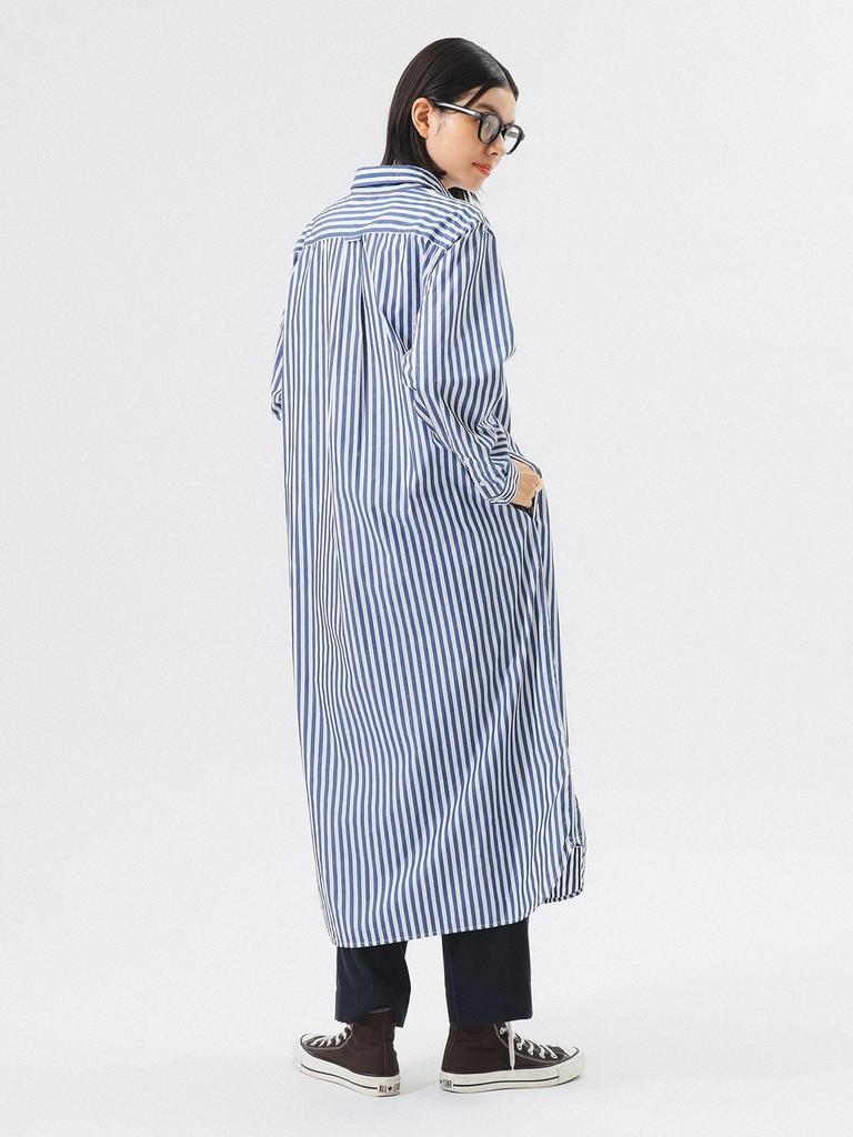 Beams Boy Women's Striped BD Dress, Long Sleeve, Navy, One Size