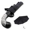 SALUDABLE Pistol Folding Fun Birthday Closure with Shoulder Case Base Black Umbrella, Item, Gift, One-Touch (Silver & Tip)