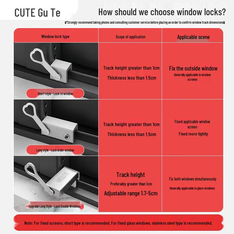 GUTE Stainless Steel Window Safety Lock & Limiter