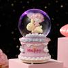Cartoon Couple Crystal Ball Resin Snow Globe Music Box Toy