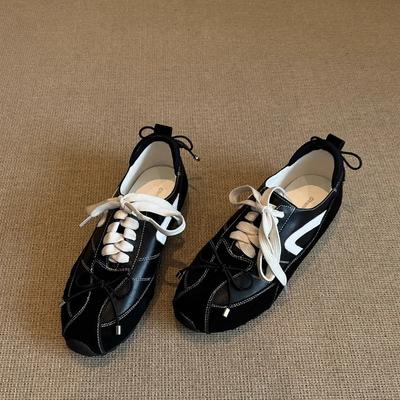 Французский Ретро Стиль Мода Круглый Носок Немецкие Тренировочные Туфли Женские Кроссовки Все-сочетаемые Внутренние Увеличители Роста Одинарные Туфли