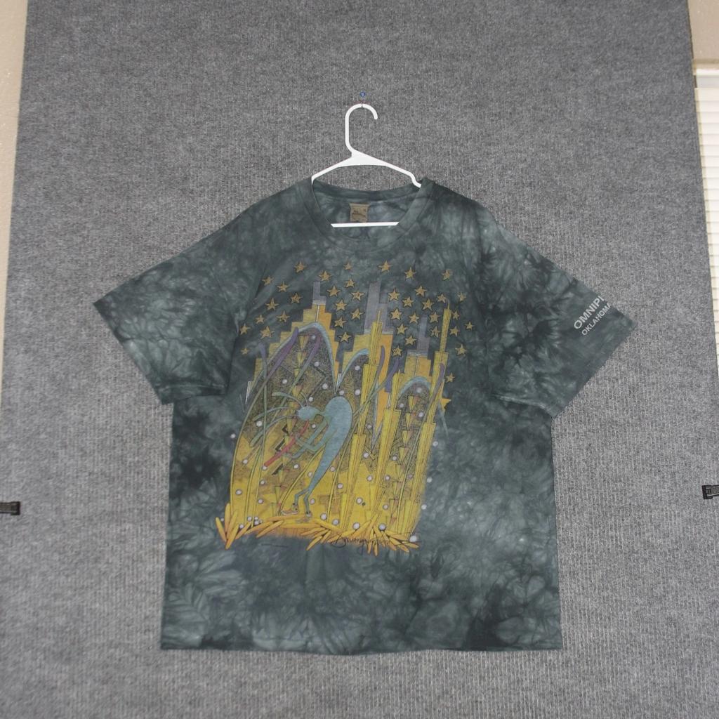 VTG The Mountain Gray T Shirt Mens XXL Tie Dye Kokopelli Art Oklahoma Graphic