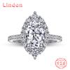 Lindon Classic 925 Sterling Silver  Zircon Ring Ladies Jewelry Wedding Promise Party Gift