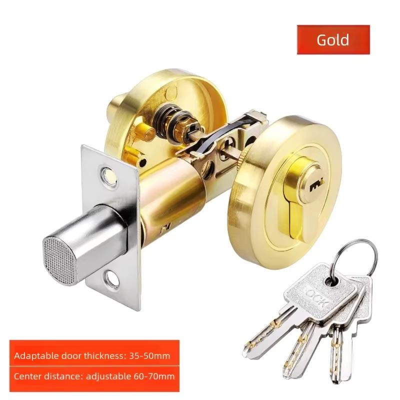 Copper Door Lock Cylinder Chrome Metal Deadbolt Single Cylinder Bolt for Home Door Gate