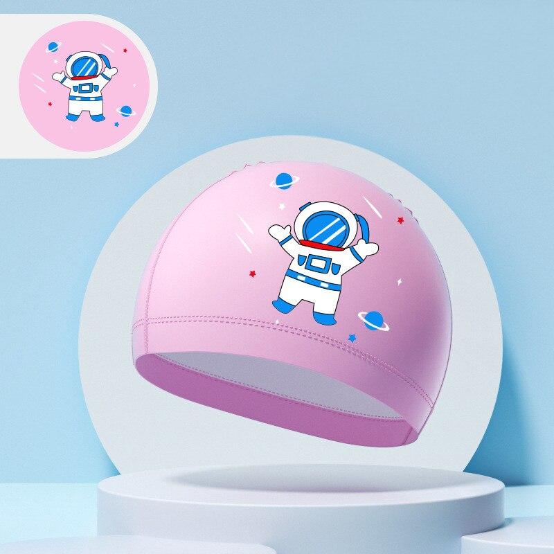 Детские шапочки для плавания для мальчиков и девочек, детская милая шапочка для плавания с героями мультфильмов, высокоэластичная водонепроницаемая шапочка для защиты ушей из искусственной кожи