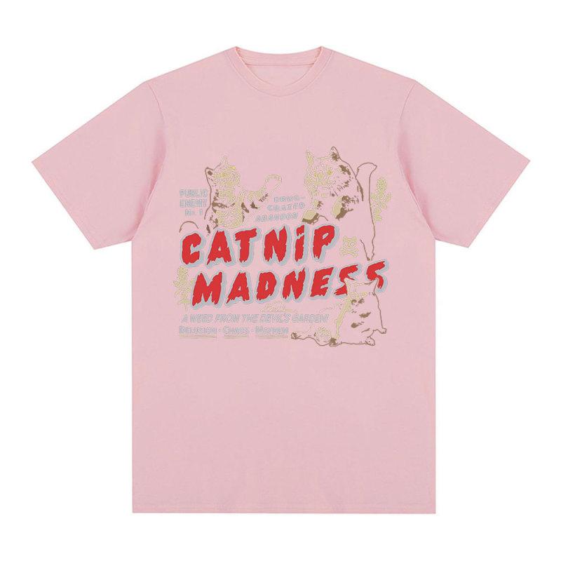Футболка с милым животным Catnip Madness, креативный дизайн, футболки с короткими рукавами с забавным котом, мужские и женские модные хлопковые футболки большого размера