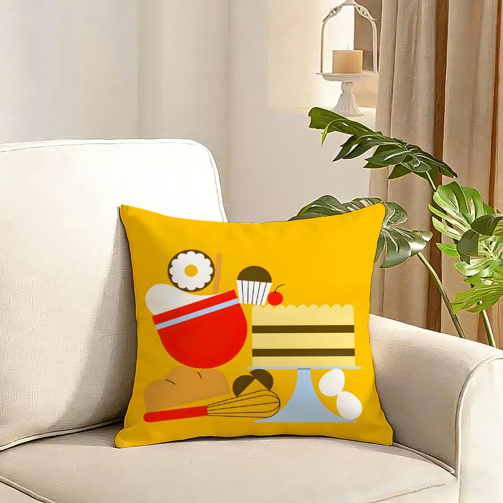 food illustration Cushion Cover Reversible Plush Pillow Cover Soft Fluffy Home Decor for Sofa Bedroom