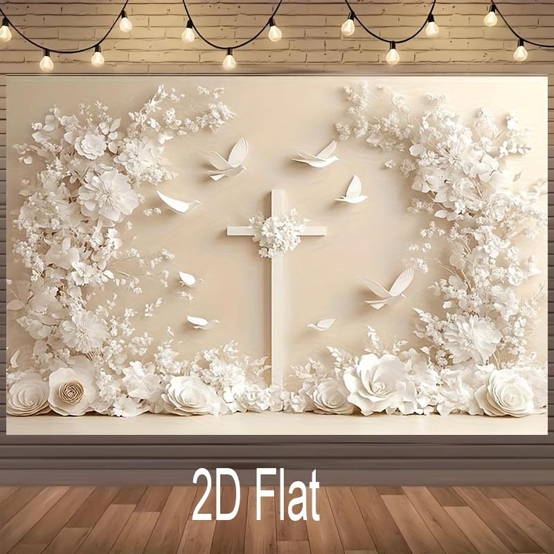 2D plane, 1 cross and pigeon-themed background, suitable for celebration events and photography