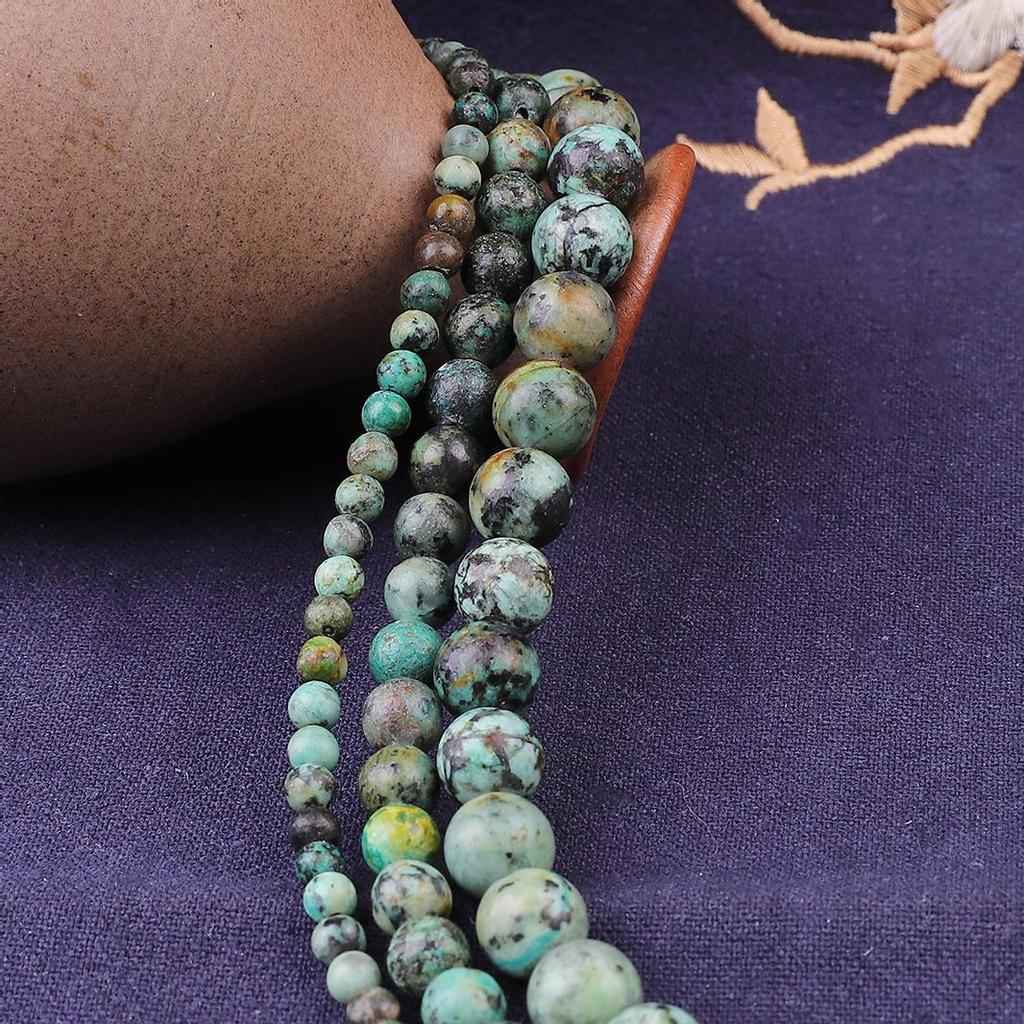 Натуральный камень африканская бирюза круглые свободные бусины для изготовления ювелирных изделий браслет своими руками