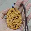 Thuja Wood Zodiac Dragon Carved Pendants - Handcrafted Solid Wood Jewelry