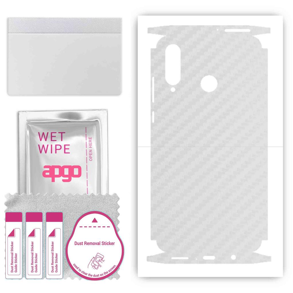 apgo Protective Skin Sticker for the Back+sides Compatible with Huawei P30 Lite, Full Wrap Film, Foil, Vinyl - Pattern Transparent Carbon