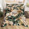 Tropical Botanical Duvet Cover Gold Palm Tree Leaf Comforter Cover King Jungle Nature Theme Watercolor Plant Leaves Bedding Set