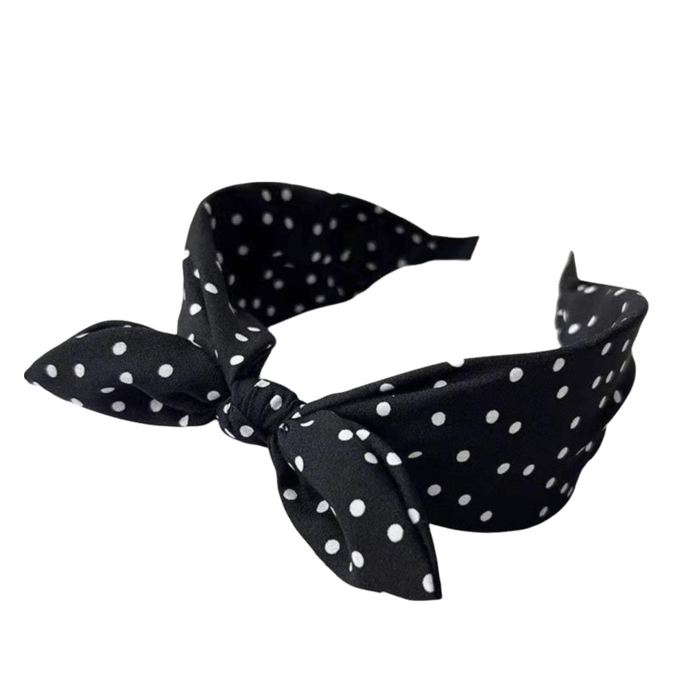 Knotted Polka Dot Headband Non-slip Rabbit Ear Hairband Women's Bow Hair Hoop  Daily Use