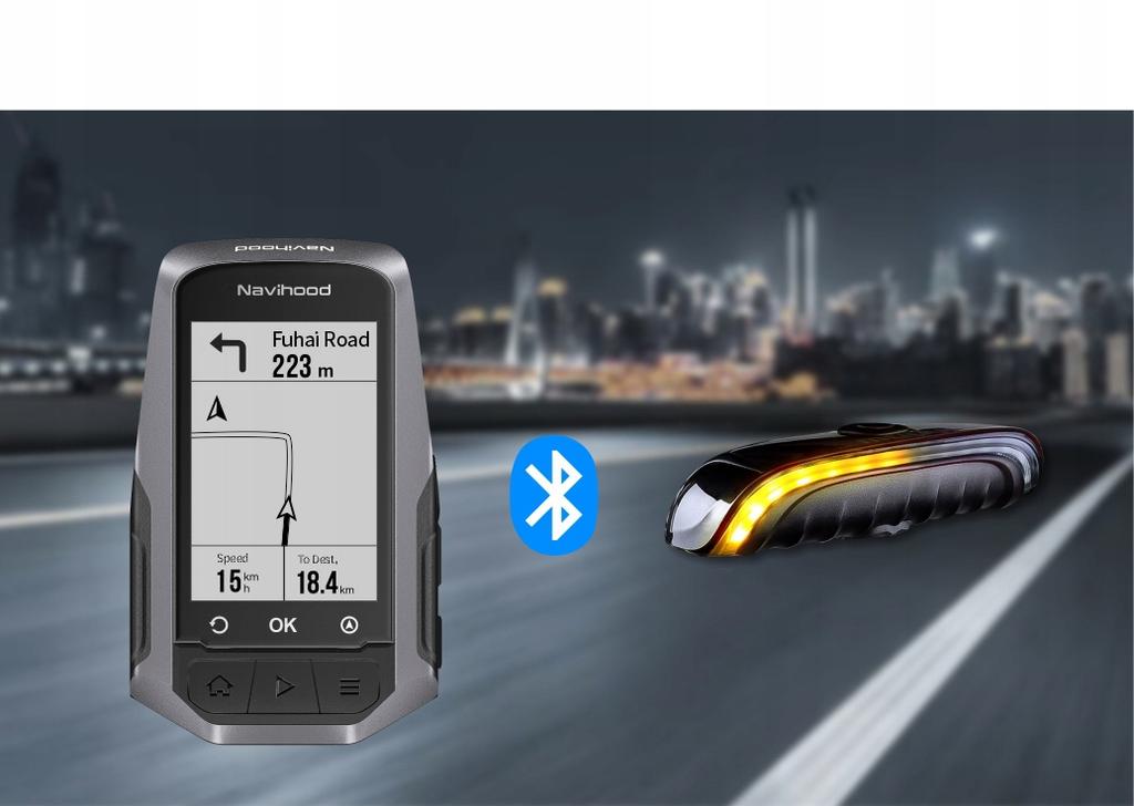 Licznik komputer rowerowy nawigacja gps bt aplikacja meilan navihood l1