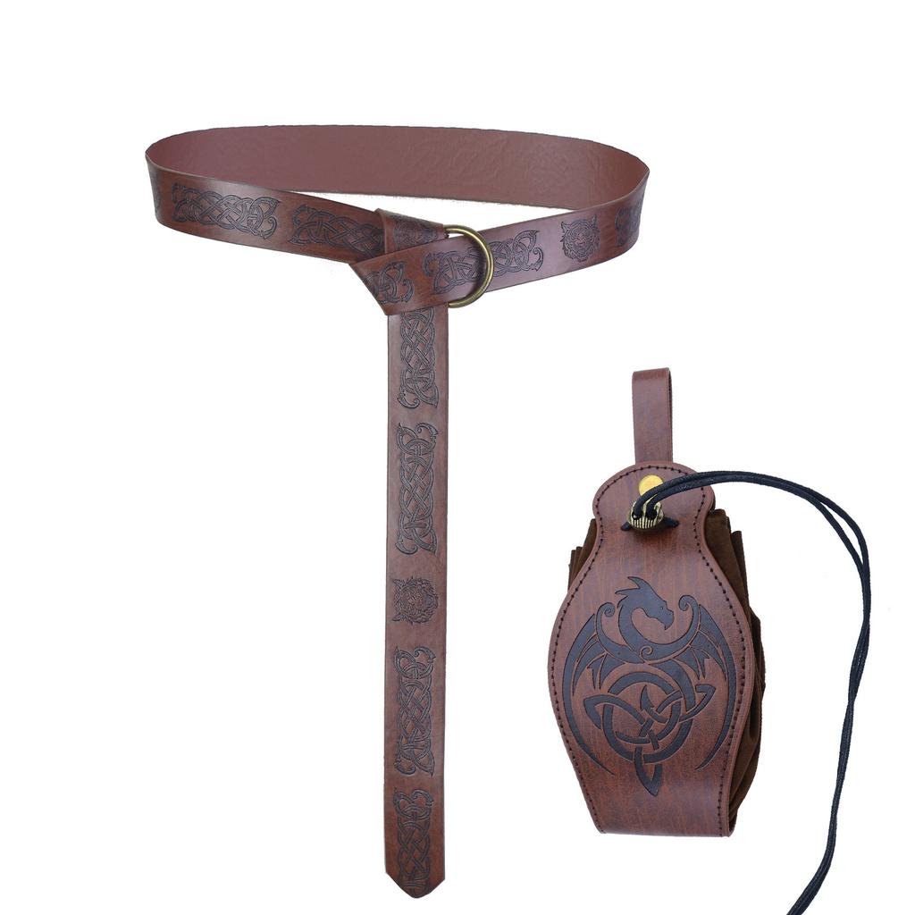 Medieval Knight Pu Belt Viking Vintage Bag Bag Halloween Cosplay Costume Dress Up Props