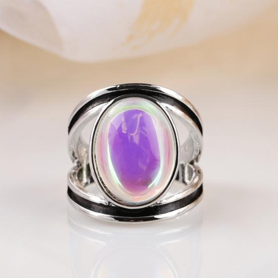 Женское большое овальное многоцветное кольцо на палец из искусственного лунного камня, ювелирный декор, подарок