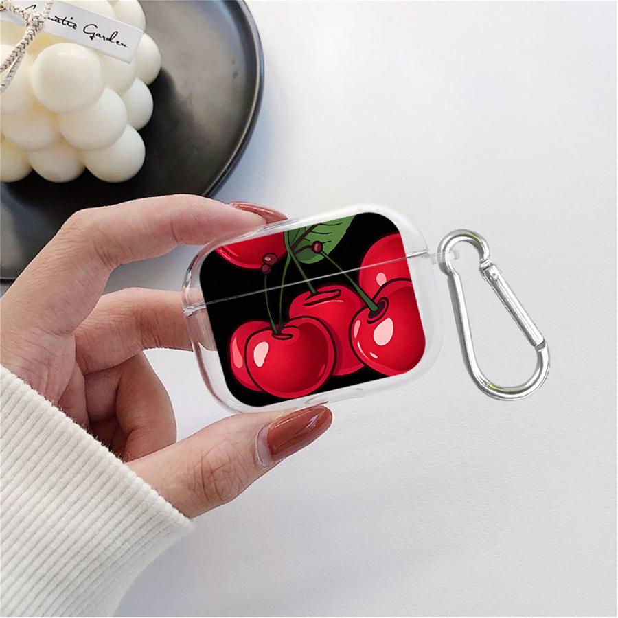 Прозрачные чехлы для наушников Чехол-футляр Для Airpods 4 2 Pro 3 Pro2 1 Pro3 Красная вишня