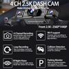 4-канальная 360-градусная видеорегистратор для автомобилей WIFI ПРИЛОЖЕНИЕ Автомобильный видеорегистратор 2.5K 2560*1440P 4 видеокамеры Запись видео для водителя Камера заднего вида