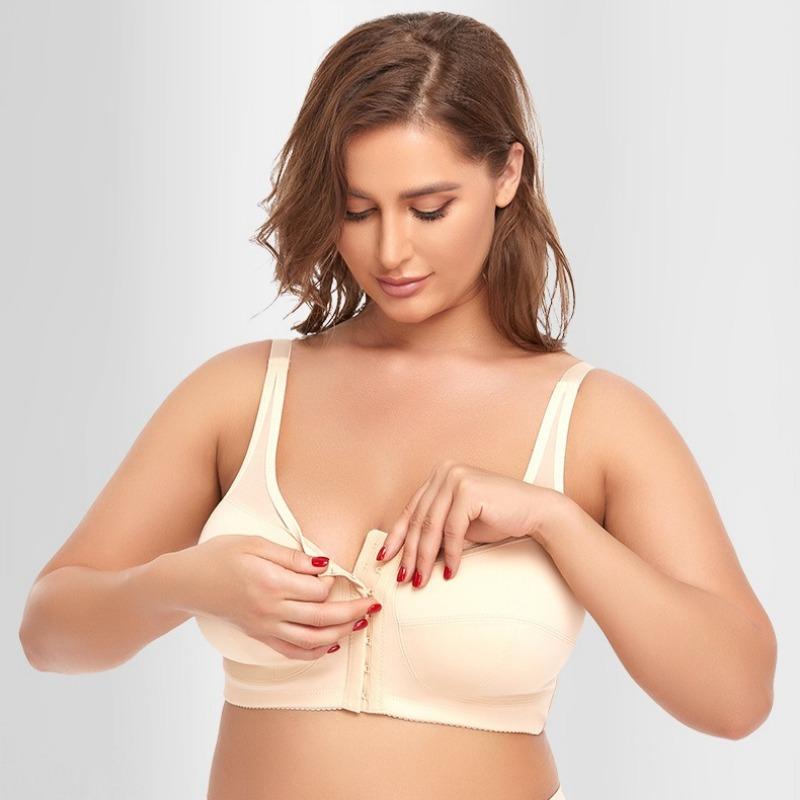 Бесшовный кружевной бюстгальтер с большой чашкой и передней застежкой, тонкий стиль, европейский и американский большой размер