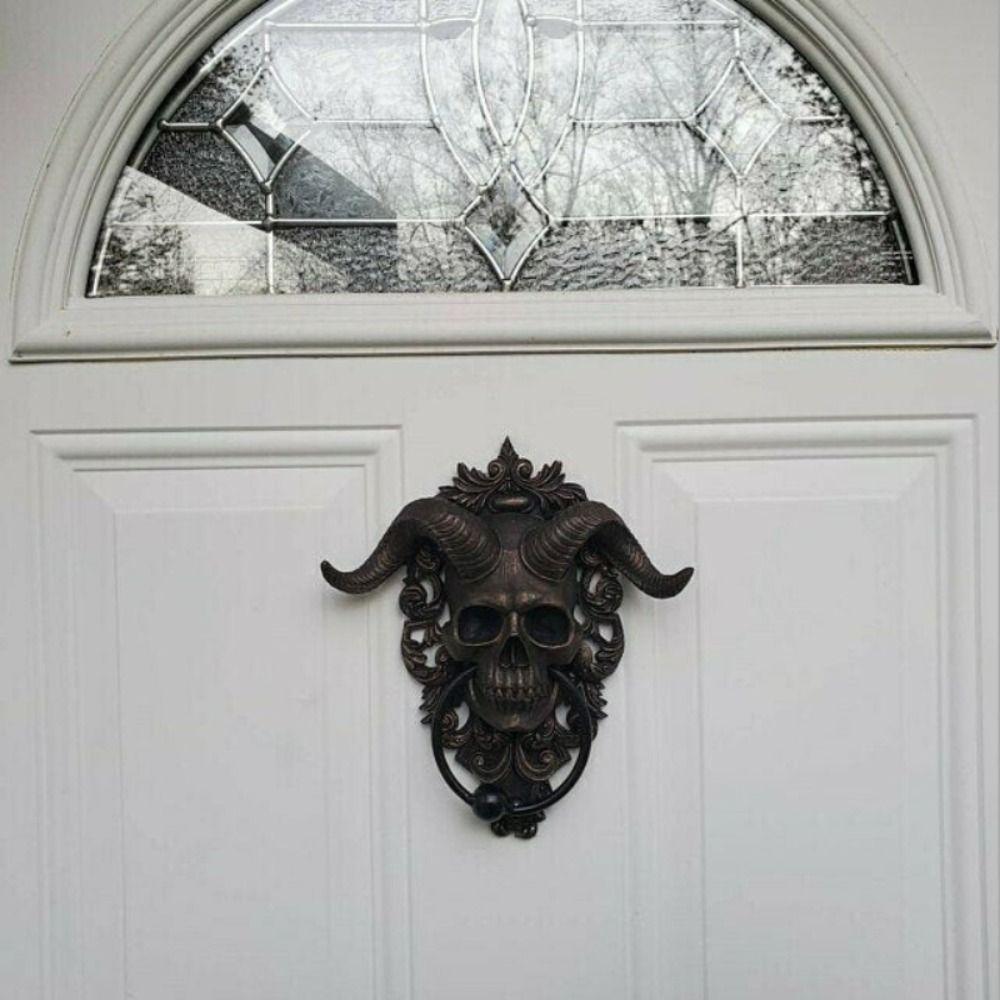 Punk Skull Door Knocker Sheep Head Devil Head Knocker Gothic Satan Door Hanging  Door Buckle