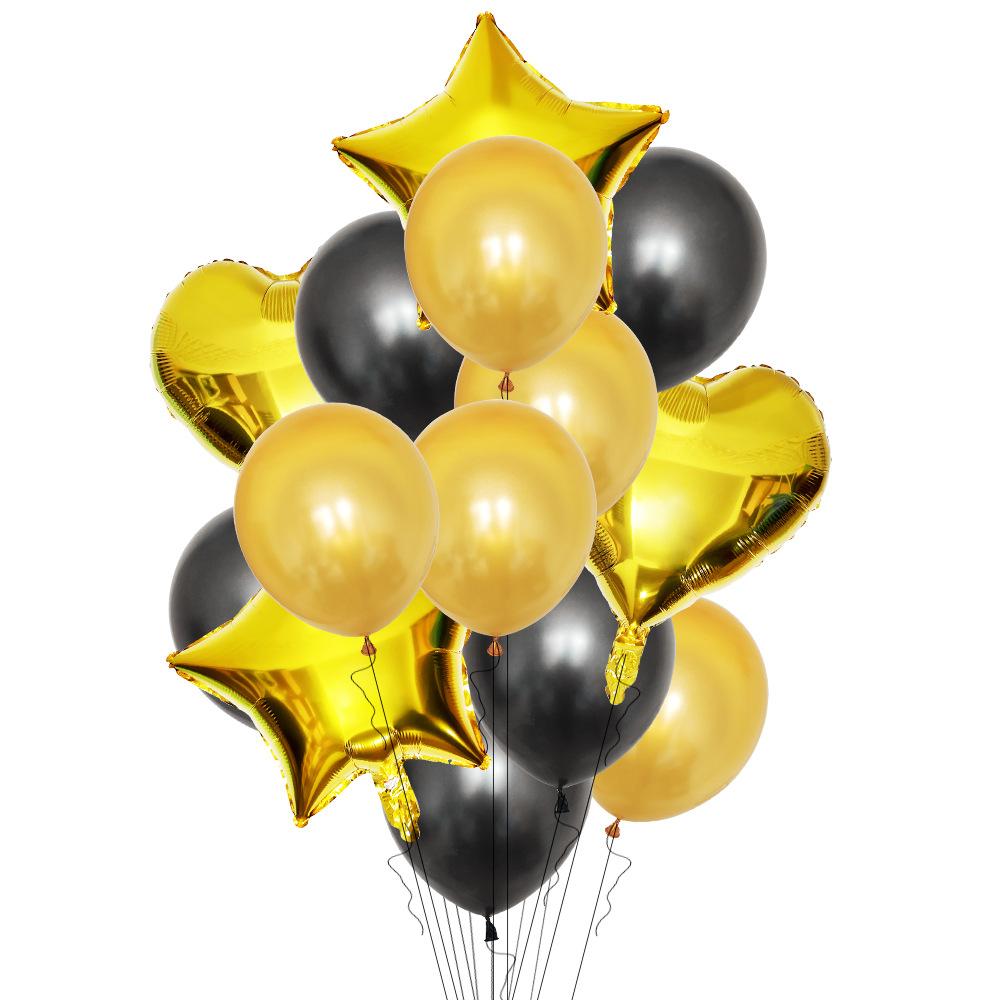 Champagne Gold Love Pentagram Aluminum Film Balloon Pearlescent Latex Balloon Combination Set