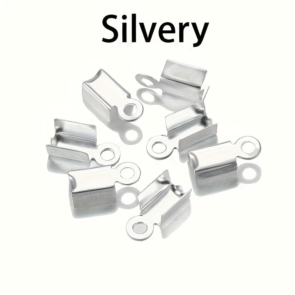 98 шт./Лот Зажимы-концевики для шнура, концы для шнура, ленты, кожи, клипсы-наконечники, складные обжимные бусины, коннекторы для изготовления украшений, товары для DIY