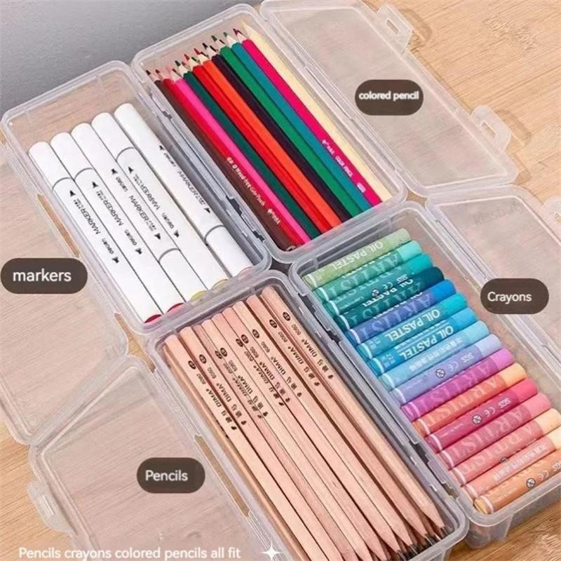 1 шт. Большая вместимость пенала коробка из полипропиленового материала прозрачная пенал штабелируемый органайзер для хранения офисных принадлежностей коробка