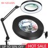 NEW 200MM Diam 120 LED 8X Magnifying Glass for Reading Soldering Station Phone with LED Light Stand Illuminated Magnifier