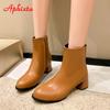 Fashion Aphixta 2025 Winter Side Zipper Shoes Women Boots 5cm Square Heel Ankle Boots Brown Botines Mujer Ladies Big Size Shoes