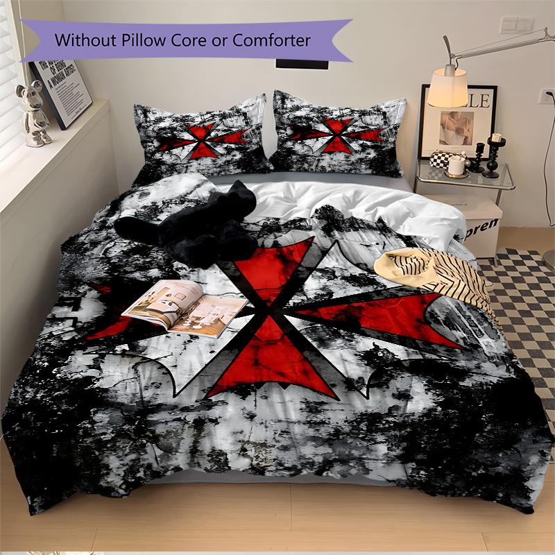 3Pcs Resident Evil Symbol Bedding Set Soft Fabric Duvet Cover Pillowcases Home Christmas Xmas Halloween Gift 1 Duvet Cover 2 Pillowcase G1189