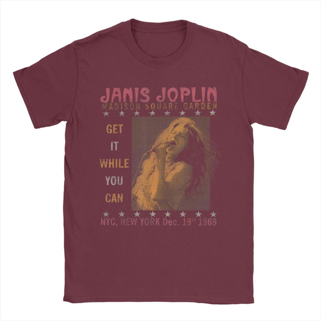 Janis Joplin One Night Only TShirts Men Vintage Pure Cotton Tee Shirt Crew Neck Short Sleeve T Shirt Birthday Gift Clothes