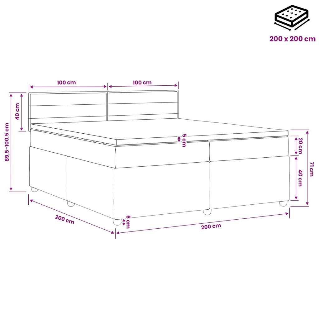 Box Spring Bed with Mattress Dark Brown 200 x 200 cm Fabric