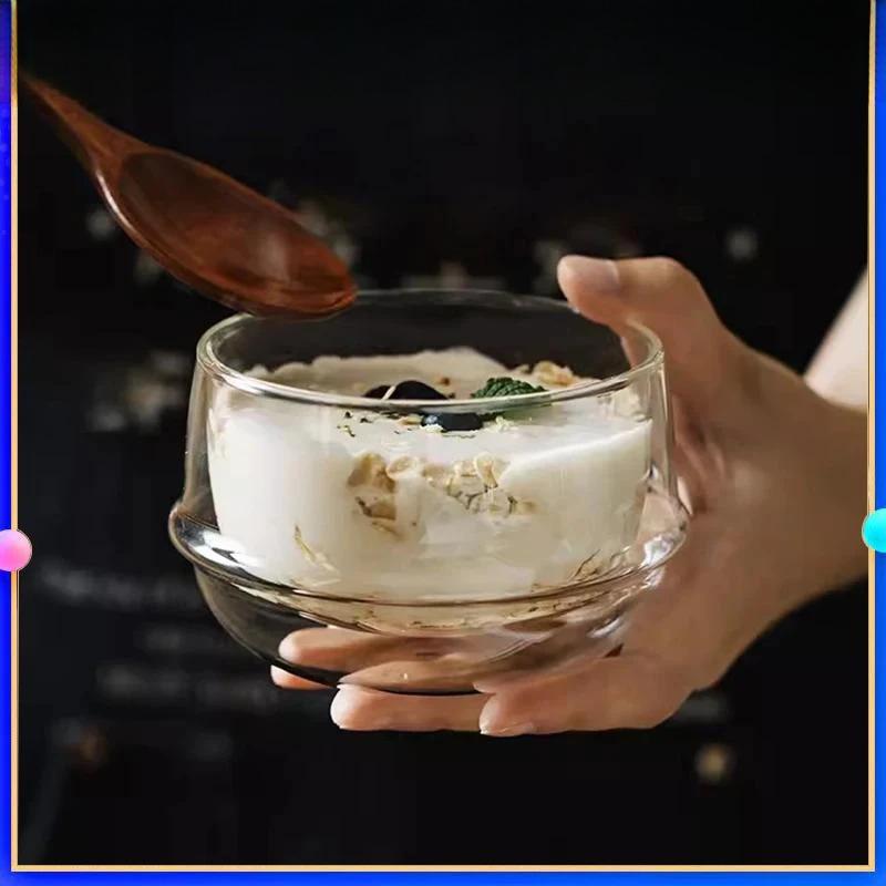350/550 мл Суповая миска Сатурн с двойными стенками, термостойкое стекло, миска для десерта, завтрака, йогурта, овсянки, салата