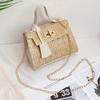 Straw Shoulder Fabric Bag Handmade Fabric Bags Square Shape Travel Beach Bag Trendy Fashion