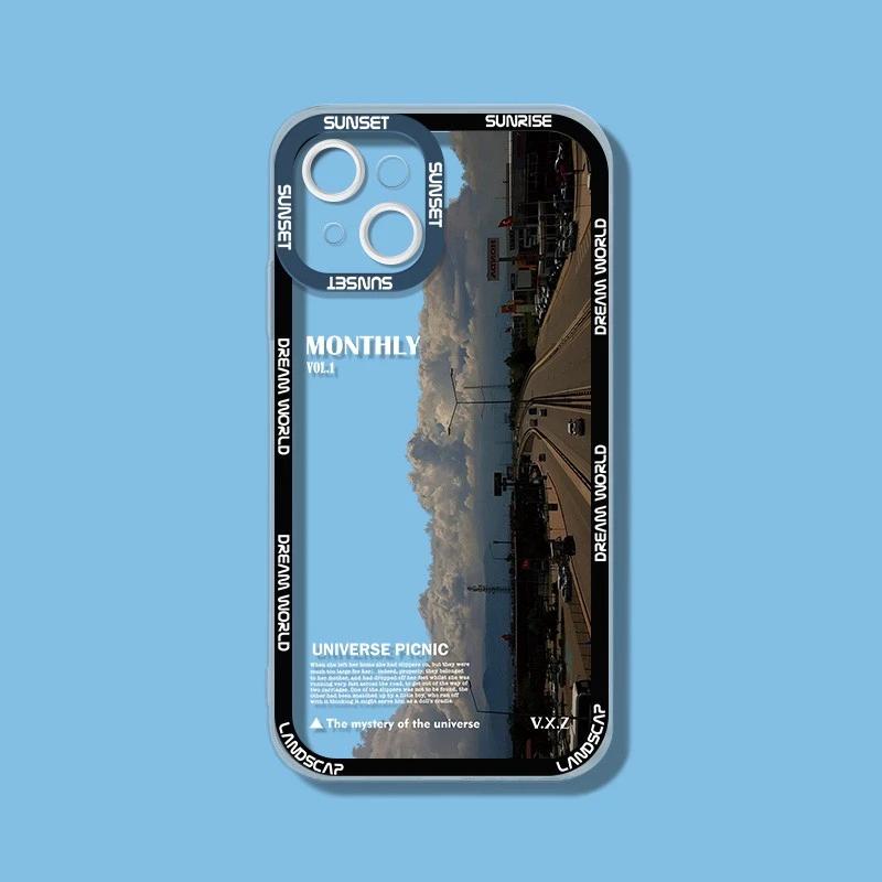INS Фиолетово-синий закат Снежная гора Чехол для телефона Для iPhone 14 15 13 12 11Pro Max XR X XS Природный пейзаж Ударопрочный бампер