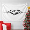 Soccer Heart with Heartbeat Line Pattern Wall Hanging Tapestry Decorative Tapestry Home Decor for Bedroom and Living Room