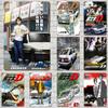Initial D Аниме Онлайн Декор Постер Винтажная Жестяная Вывеска Металлическая Вывеска Декоративная Табличка для Паба Бара Мужской Уголок Клуба Настенное Украшение