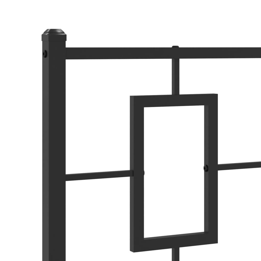 Metal Bed Frame with Headboard Black 100x190 cm