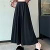 New Arrivals Open Run Women Solid Color Flare Banding Long Skirt