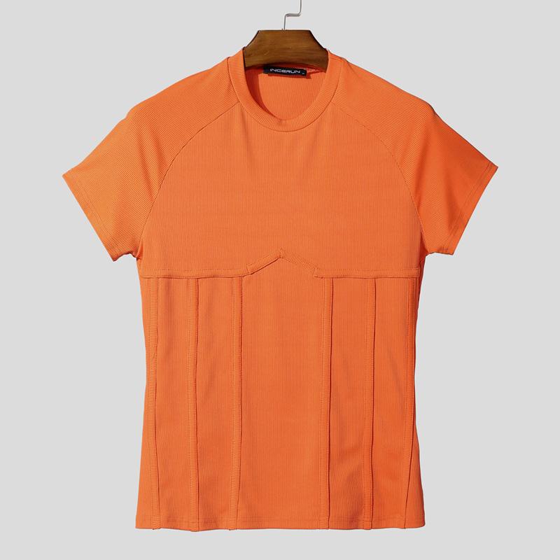 INCERUN Мужские футболки с круглым вырезом, коротким рукавом, для спортзала, спорта, повседневные, приталенные