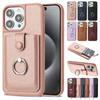 Ring Holder Wallet Case for iPhone 16 15 Samsung S24 S23 Ultra Redmi Note 13 12 Non-Slip Protective Card Slot Kickstand Shockproof Phone Cover Coque