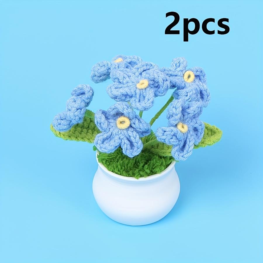 2 шт. Ручная работа Вязаные крючком Тканевые Цветы Маргаритки Белые и Розовые Горшки, Искусственные Растения для Домашнего Декора, Вязаные Крючком Цветы, Подарок для Особых Случаев