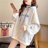 Hooded Sweater Women's Fall Big Size Loose Casual Jacket Letters Embroidery Long-sleeved Tops