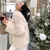 2024 зима новая искусственный мех куртка женская искусственный мех лисы модный темперамент теплый длинный мех топ модный хлопок