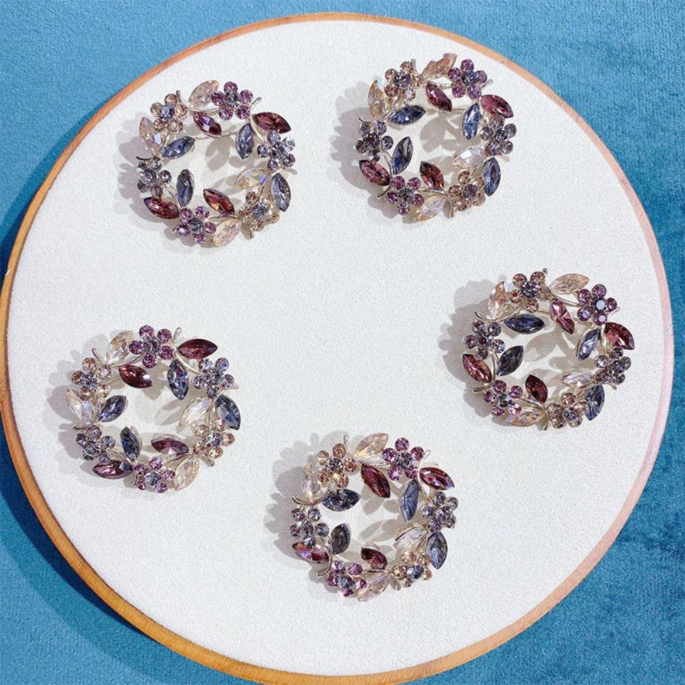 Брошь-венок из цинкового сплава с оливковой ветвью Женская брошь Милый зажим с оливковой ветвью и стразами Подарки